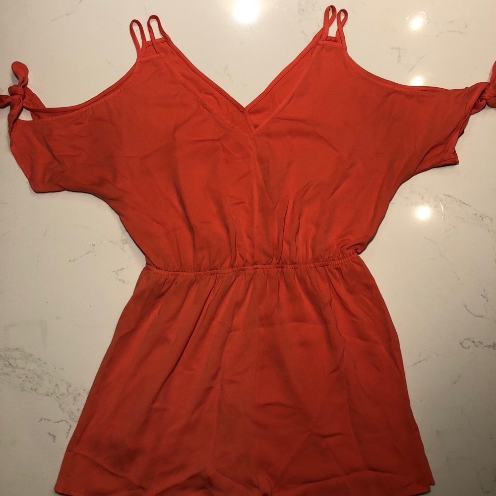 Impeccable Pig Coral Cold Shoulder Romper